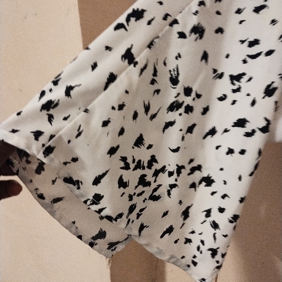 Dee Elly Wm Y2K 100% Polyester White W/ Black Specks Butterfly Sleeves Romper L - Picture 6 of 13